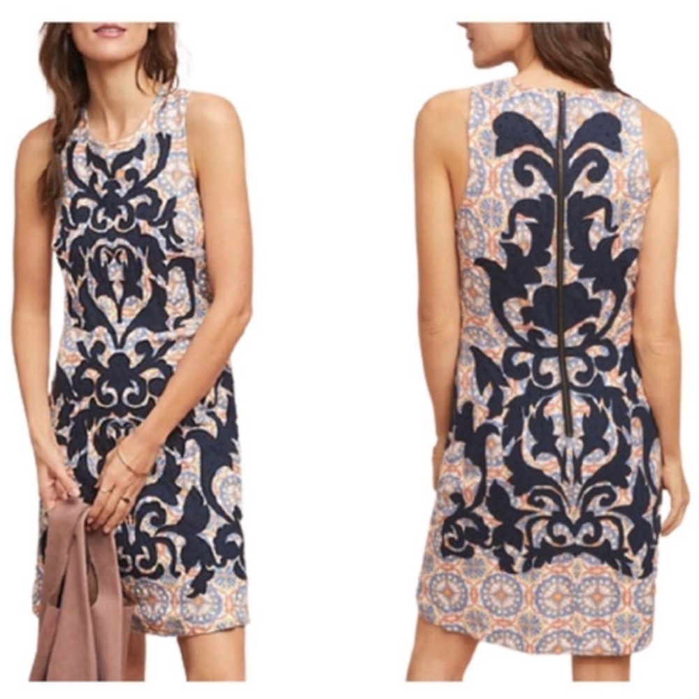 Vanessa Virginia Anthropologie Embroidered Sheath Dress